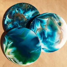 Подставки в технике Resin Art с эпоксидной смолой. 
