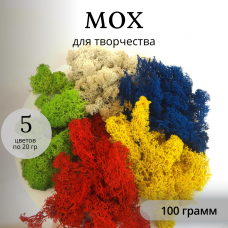 Мох для творчества 5 цветов по 20 гр (набор)